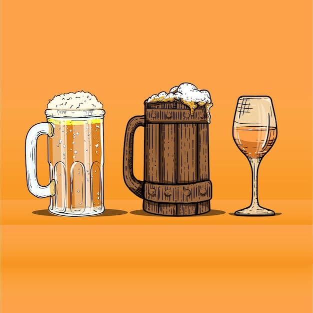 Illustration Du Style De Gravure De Bière En Verre De Collection