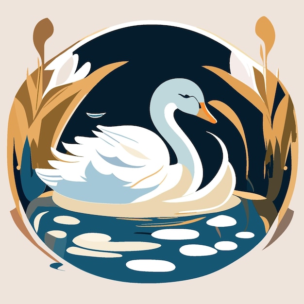 Vecteur l'illustration du t-shirt de swan's water lily haven