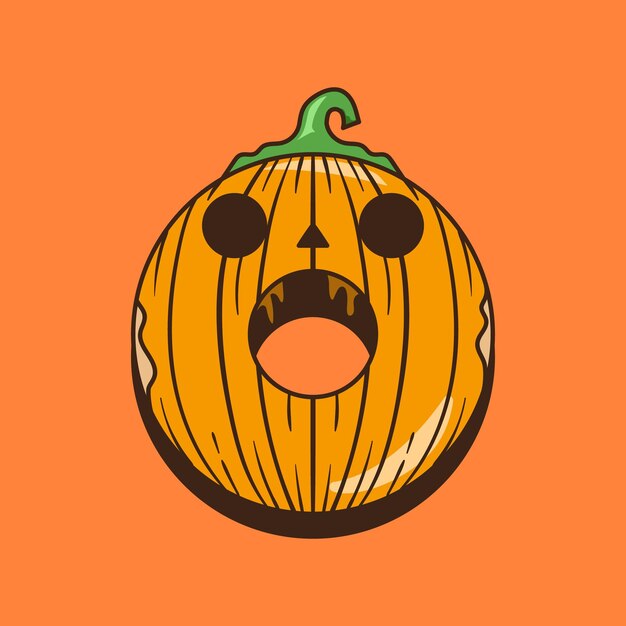 Vecteur illustration du thème donut de citrouille d'halloween