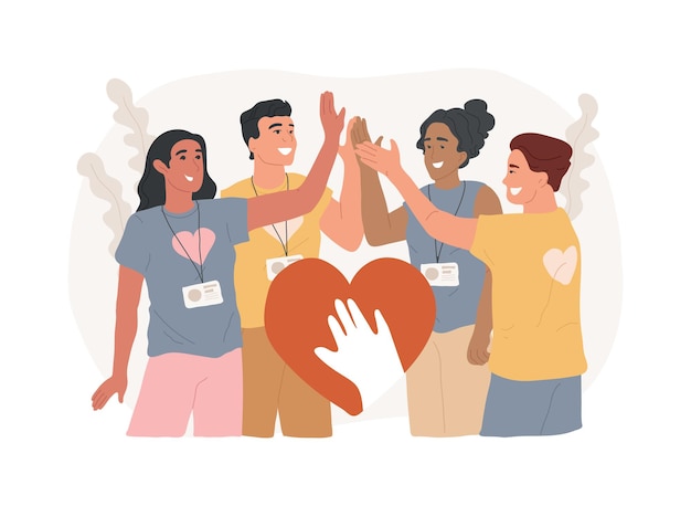 Illustration du vecteur de concept isolé de soutien au volontariat