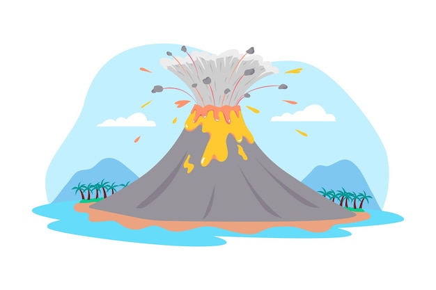Vecteur illustration du vecteur d'éruption volcanique