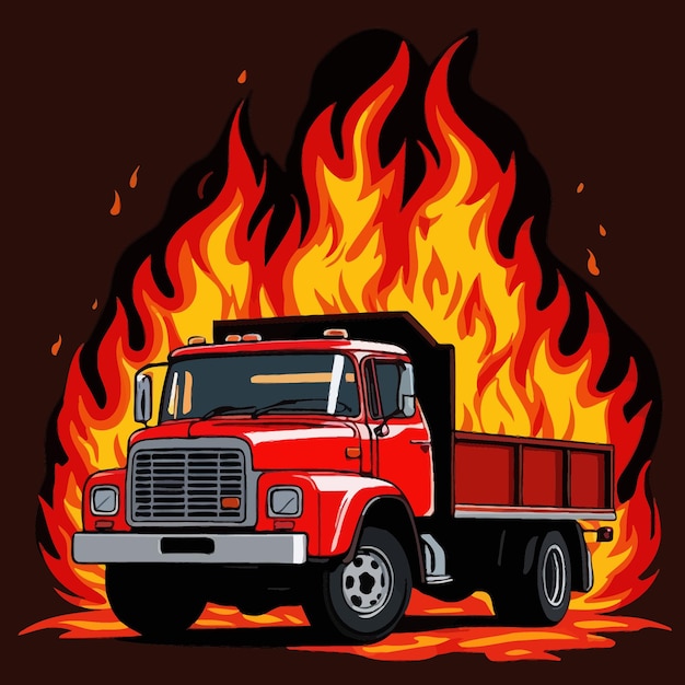 Illustration Du Vecteur De Risque D'assurance Dangereux D'un Camion En Feu