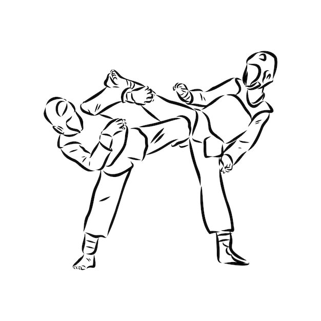 Illustration du vecteur de taekwondo dessiné à la main taekwondo
