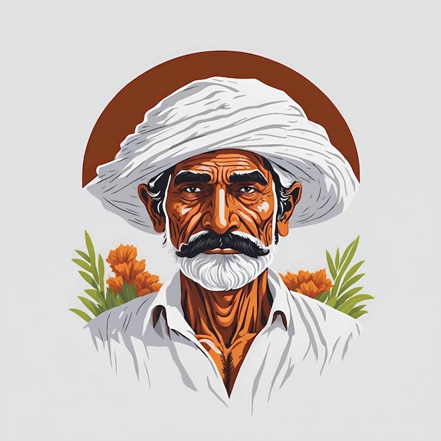 Illustration Du Vecteur De Visage D'agriculteur Indien