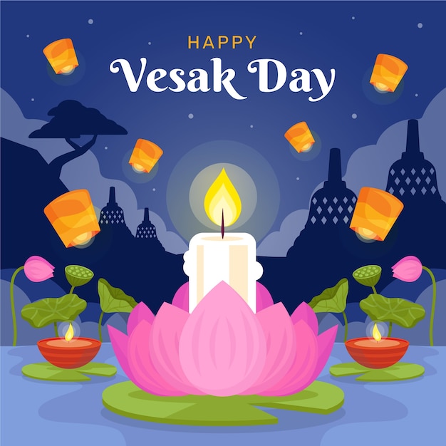 Vecteur l'illustration du vesak plat