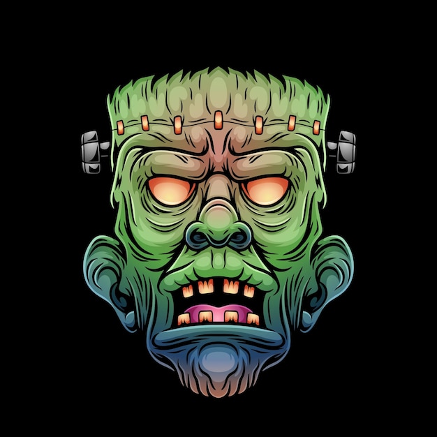 Illustration du visage effrayant de Frankenstein