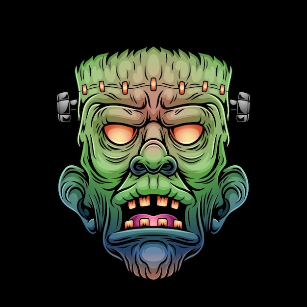 Illustration du visage effrayant de Frankenstein