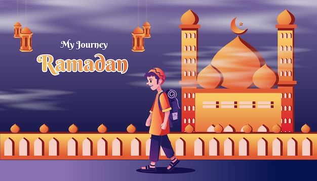 Vecteur illustration du voyage du ramadan