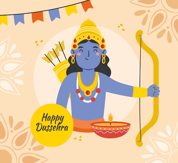 Vecteur illustration de dussehra plat