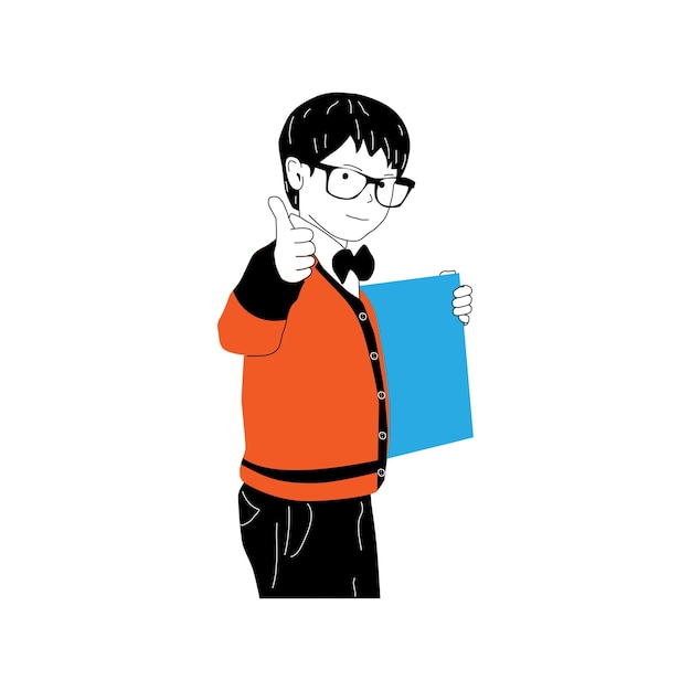 Illustration D'un écolier Portant Un Livre