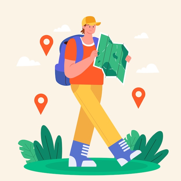Illustration d'écotourisme dessinée à la main