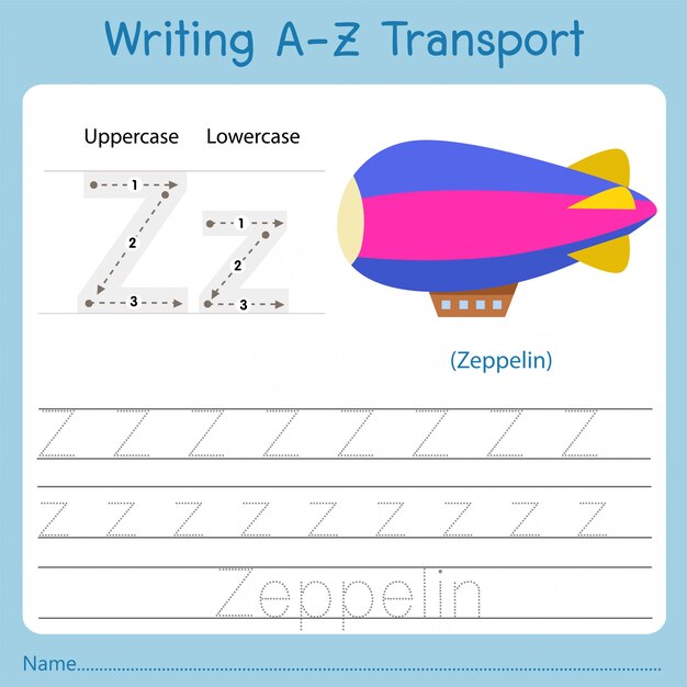 Illustration de l'écriture d'un transport az Z