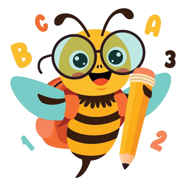 Illustration de l'éducation avec abeille de dessin animé