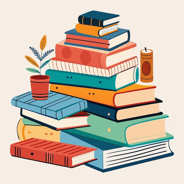 Illustration éducative créative et colorée avec des livres et des fournitures scolaires