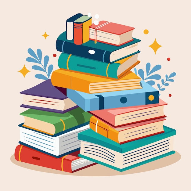 Illustration éducative créative et colorée avec des livres et des fournitures scolaires
