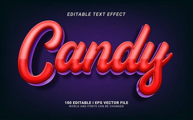 Vecteur illustration d'effet de texte de style 3d de bonbons