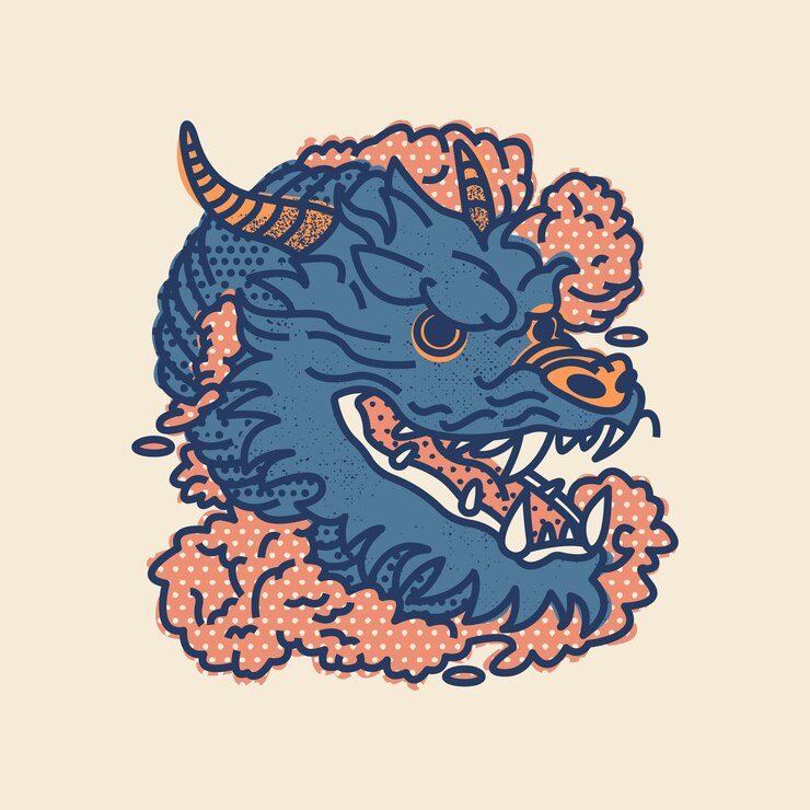 Vecteur illustration élégante avec tête de lézard dragon portrait d'impression de carte vectorielle