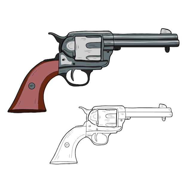 Illustration De L'élément De Conception De Revolver De Cow-boy Pour L'insigne De Signe D'emblème D'étiquette De Logo