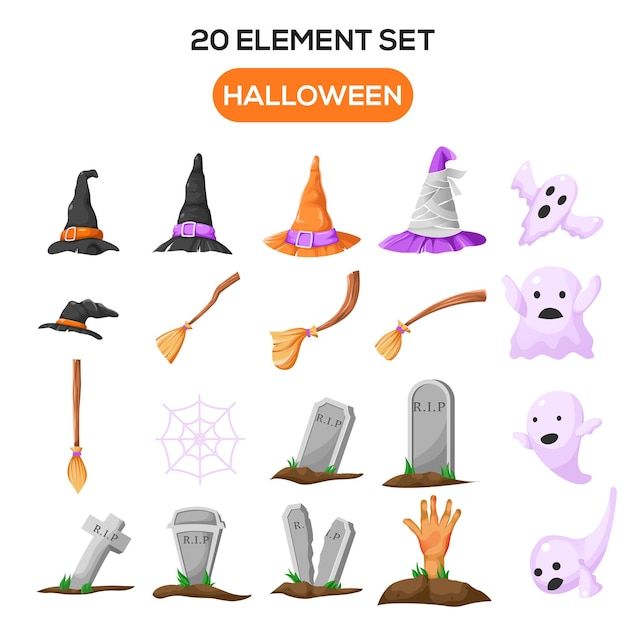 Illustration Des éléments De L'ensemble Thématique D'halloween