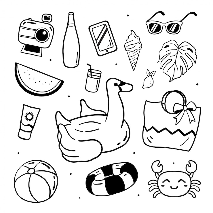 Vecteur illustration des éléments de la plage d'été