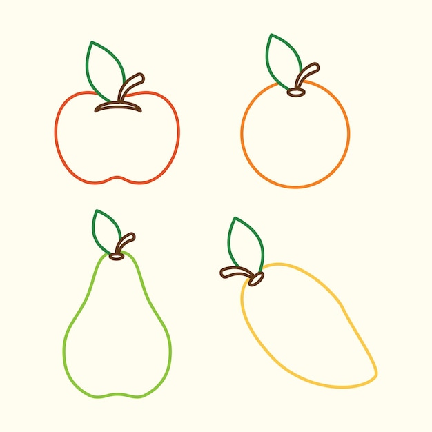 Vecteur illustration d'éléments vectoriels dessinés à la main de fruits frais