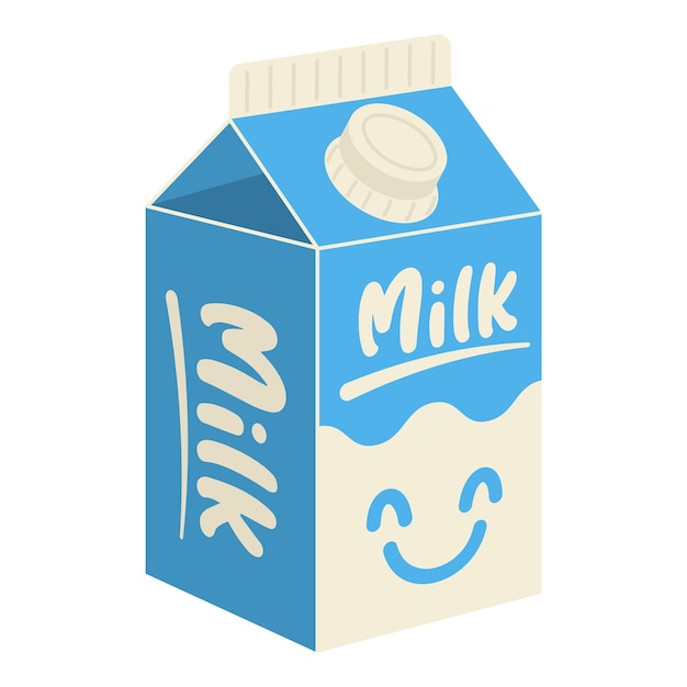 Illustration d'emballage de lait isolée sur un dessin blanc dessiné à la main