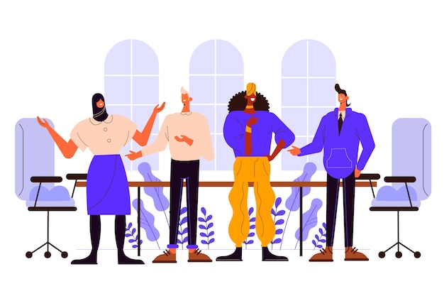 Illustration d'employés internationaux design plat