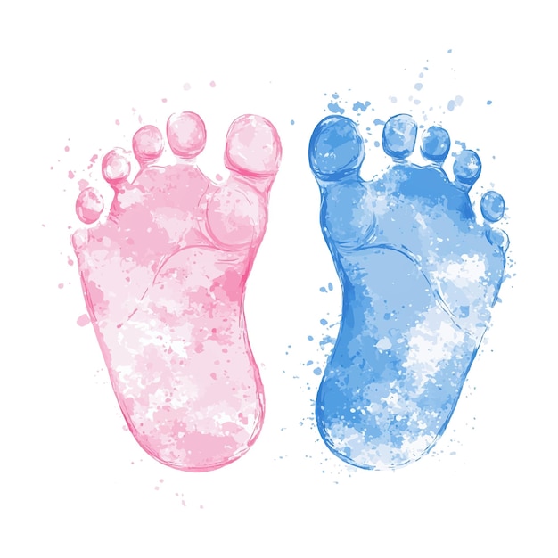 Illustration d'empreintes d'aquarelle des empreintes des enfants pour une fête de genre
