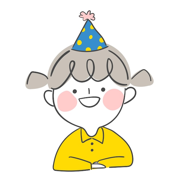 Illustration D'un Enfant Avec Un Chapeau D'anniversaire Le Jour De Son Anniversaire