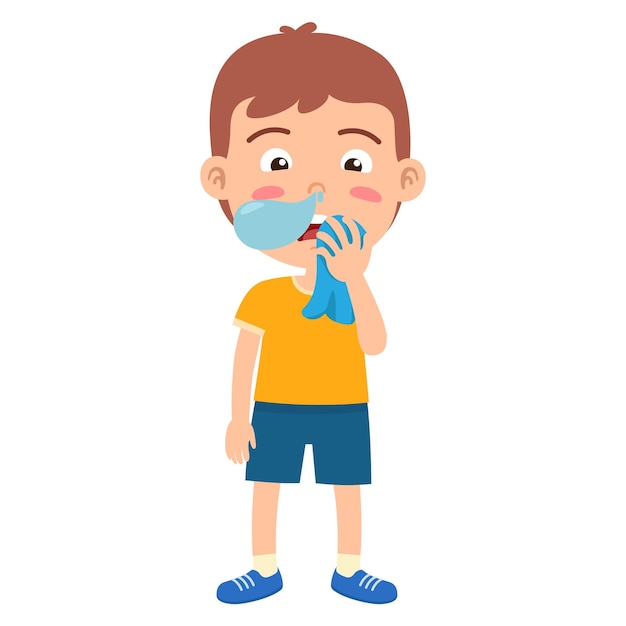 Illustration D'un Enfant Garçon Avec Un Nez Qui Coule