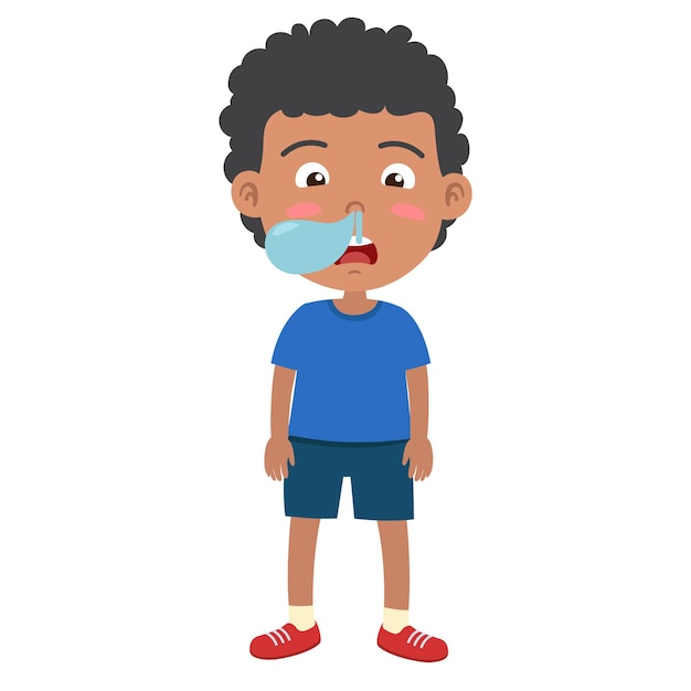 Illustration D'un Enfant Garçon Avec Un Nez Qui Coule