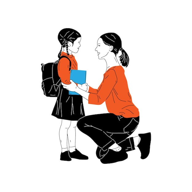 Vecteur illustration d'enfants heureux qui étudient à l'école