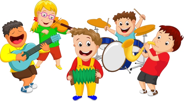 Illustration Des Enfants Jouant De L'instrument De Musique