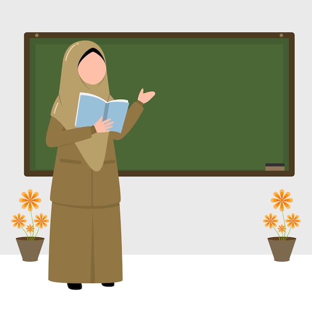 Illustration D'un Enseignant Musulman Enseignant En Classe