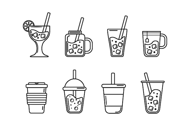 Vecteur une illustration d'un ensemble de boissons froides