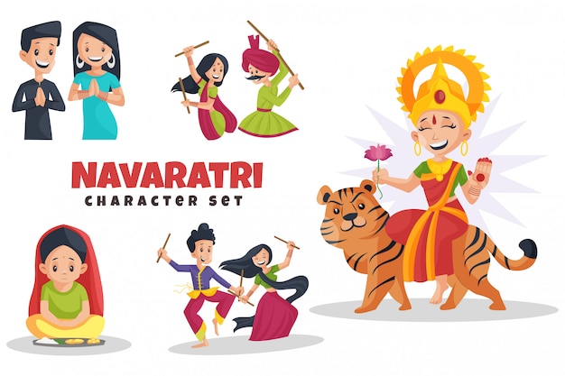 Illustration De L'ensemble De Caractères Navaratri