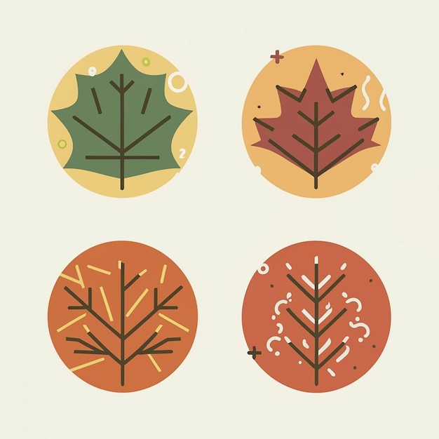 illustration de l'ensemble d'icônes des feuilles d'automne