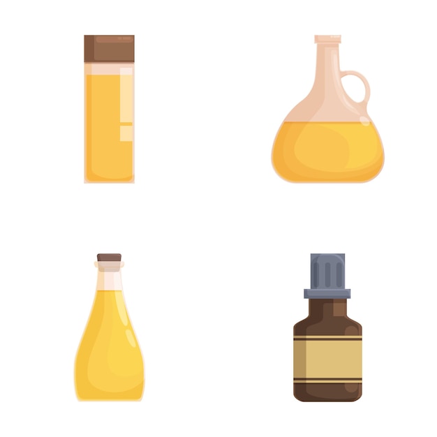Illustration d'un ensemble de quatre bouteilles d'huile