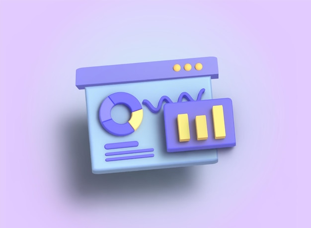 illustration d'entreprise 3D ou note d'analyse des données de croissance d'entreprise