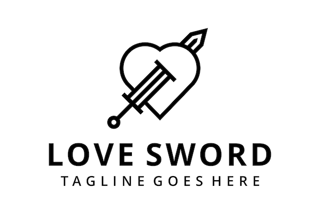 Illustration épée Abstraite Moderne Ou Signe De Sabre Avec Modèle De Conception De Logo Coeur Ou Amour