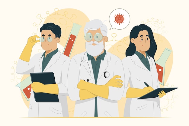 Illustration de l'équipe de développement de vaccins concept médecins