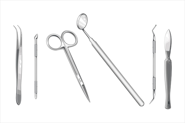 Illustration d'équipement dentaire, Supplis dentaires, Illustration vectorielle de dentiste, Soins bucco-dentaires