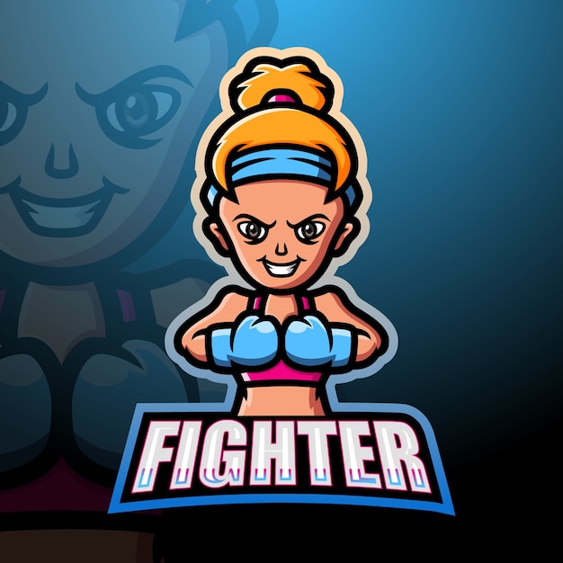 Illustration D'esport Mascotte Femme Combattante