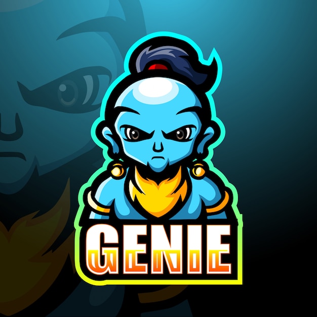 Vecteur illustration esport de la mascotte de génie