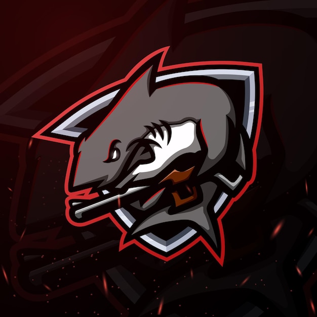 Vecteur illustration d'esport de mascotte de requin