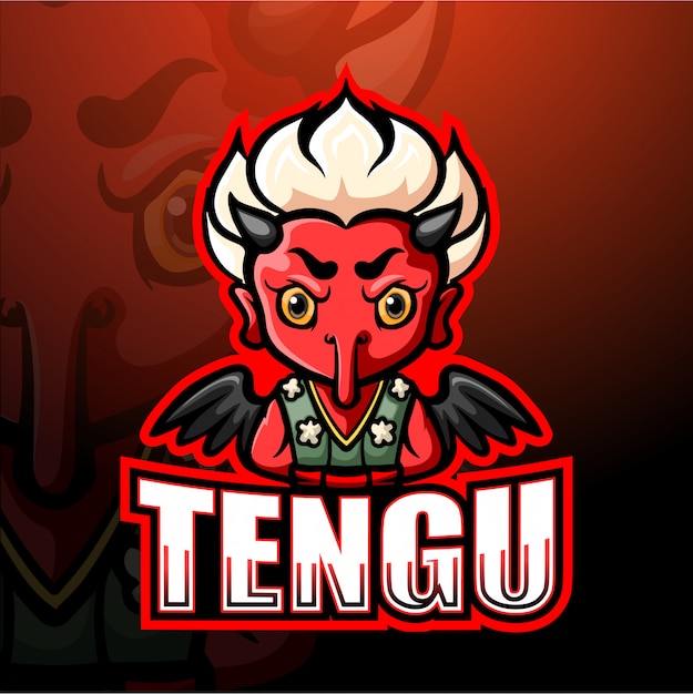 Vecteur illustration esport de la mascotte tengu