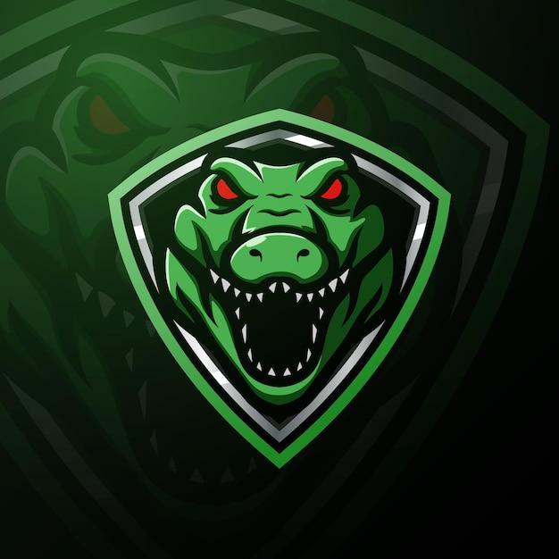 Vecteur illustration d'esport de mascotte de tête d'alligator