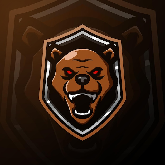 Vecteur illustration d'esport mascotte tête d'ours