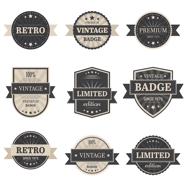 Vecteur illustration d'étiquettes vintage sur fond blanc