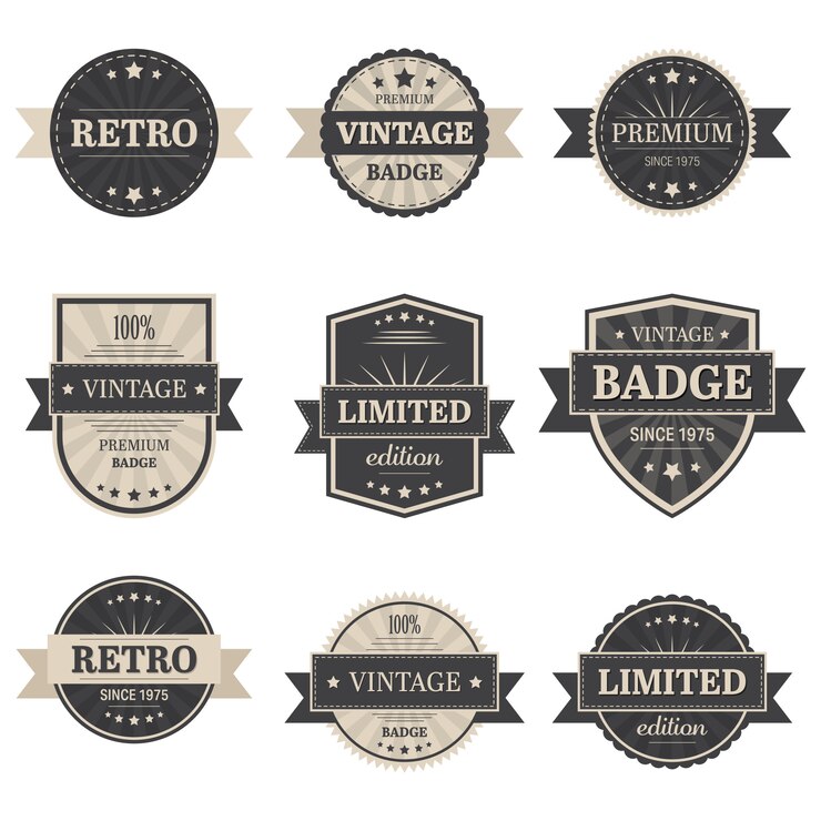 Vecteur illustration d'étiquettes vintage sur fond blanc